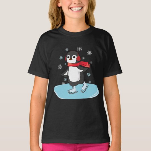 Ice Skating Penguin T-shirt (Voorkant)