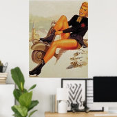 Ice Skating Pinup Girl Poster (Thuiskantoor)