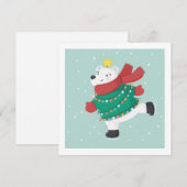 Ice Skating Polar Beer Card Notitiekaartje (Voorkant / Achterkant)