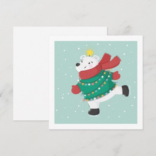 Ice Skating Polar Beer Card Notitiekaartje (Voorkant / Achterkant)
