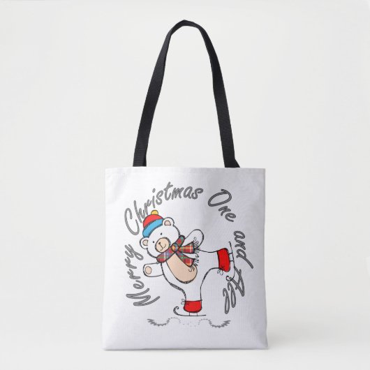 Ice Skating Polar Beer Kerstmis Tote Bag (Voorkant)