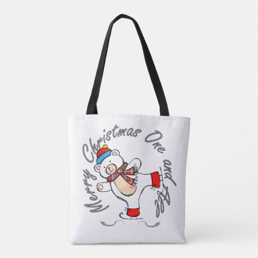 Ice Skating Polar Beer Kerstmis Tote Bag (Achterkant)