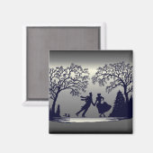 Ice Skating Pond - Silhouette Magneet (Voorkant / Achterkant)