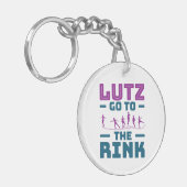 Ice Skating Pun Cute Lutz Ga naar roze Sleutelhanger (Voorkant Links)
