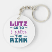 Ice Skating Pun Cute Lutz Ga naar roze Sleutelhanger (Achterkant)