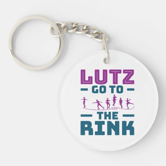 Ice Skating Pun Cute Lutz Ga naar roze Sleutelhanger (Voorkant)