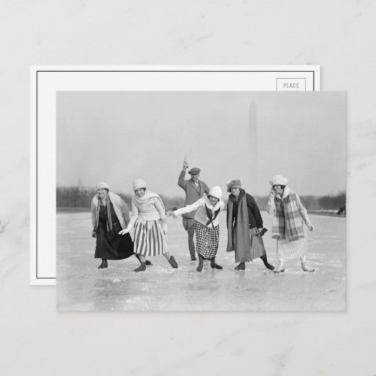 Ice Skating Race, 1925 Briefkaart (Voorkant / Achterkant)