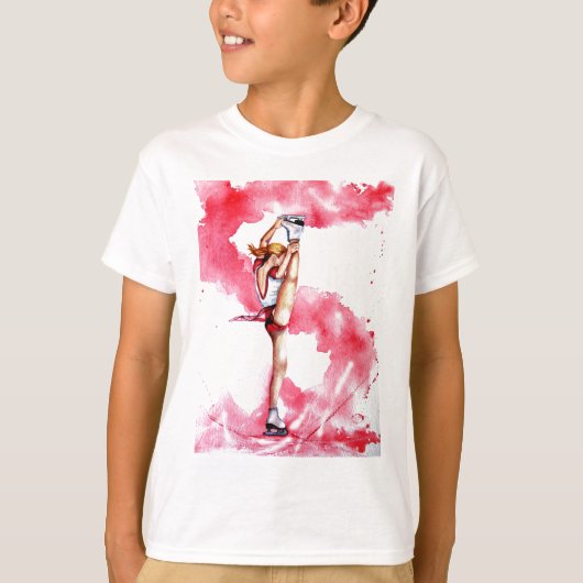 Ice skating Red Streak Afbeelding Skater T-shirt (Voorkant)