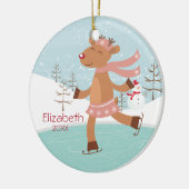 Ice Skating Reindeer Dated Kerstannamer Keramisch Ornament (Links)