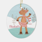 Ice Skating Reindeer Dated Kerstannamer Keramisch Ornament (Links)