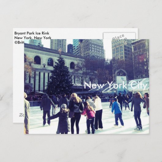 Ice Skating Rink in Bryant Park, New York City Briefkaart (Voorkant / Achterkant)