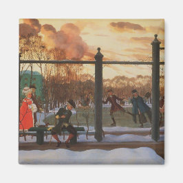 Ice Skating Rink in Winter (door Konstantin Somov) Magneet