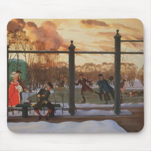 Ice Skating Rink in Winter (door Konstantin Somov) Muismat (Voorkant)