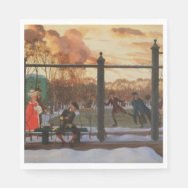 Ice Skating Rink in Winter (door Konstantin Somov) Servet