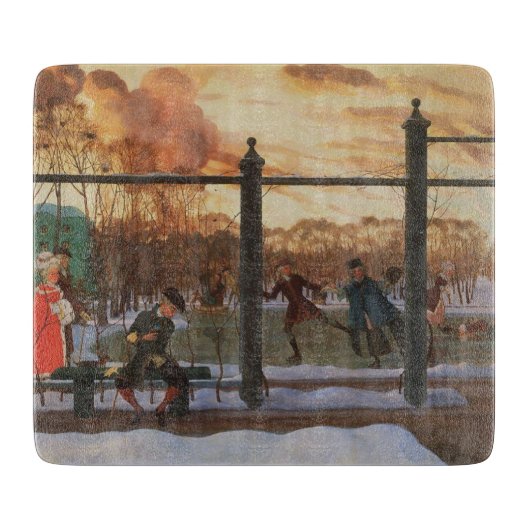 Ice Skating Rink in Winter (door Konstantin Somov) Snijplank (Voorkant)