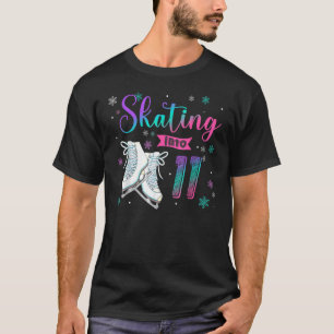 Ice Skating Rolling 11th Birthday Party Girl Famil T-shirt