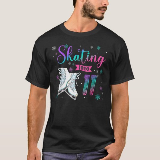 Ice Skating Rolling 11th Birthday Party Girl Famil T-shirt (Voorkant)