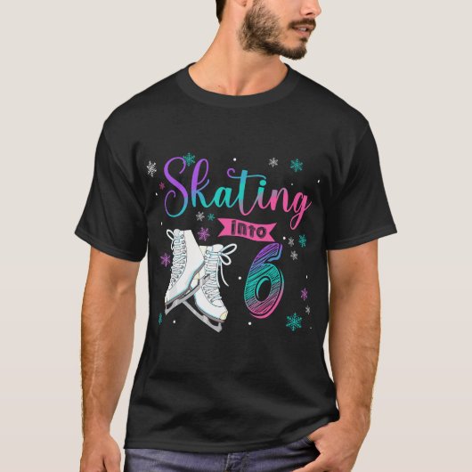 Ice Skating Rolling 6th Birthday Party Girl Family T-shirt (Voorkant)