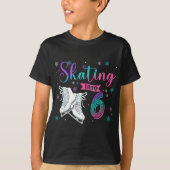 Ice Skating Rolling 6th Birthday Party Girl Family T-shirt (Voorkant)