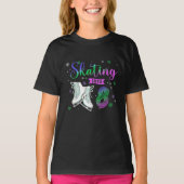 Ice Skating Rolling 8th Birthday Party Girl Family T-shirt (Voorkant)