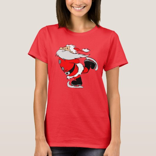 ICE SKATING SANTA CHRISTMAS T-SHIRTS (Voorkant)