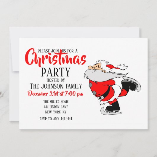 Ice Skating Santa Kaart (Voorkant)