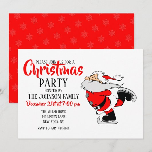 Ice Skating Santa Kaart (Voorkant / Achterkant)