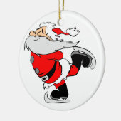 Ice Skating Santa Keramisch Ornament (Links)
