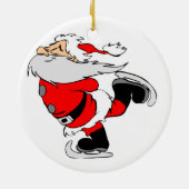 Ice Skating Santa Keramisch Ornament (Achterkant)