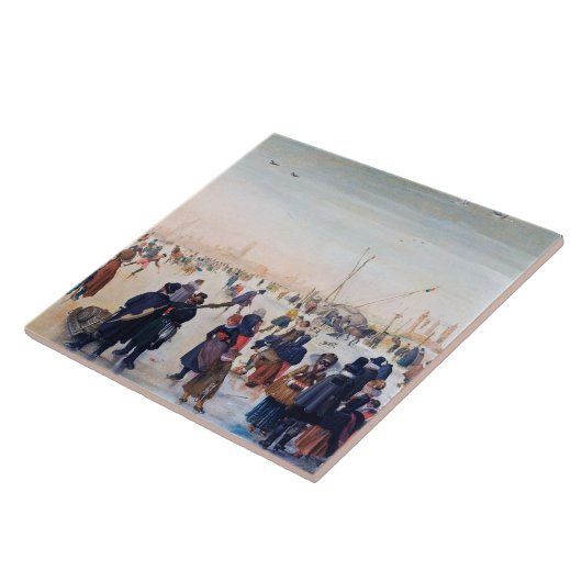 Ice Skating Scene. Fine Art Christmas Gift Tegeltje (Zijkant)
