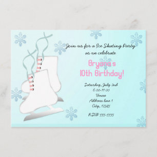 Ice Skating Schaats Birthday Party Invitation Kaart