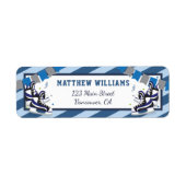 Ice Skating Shoes Blue Stripes Birthday School Etiket (Voorkant)