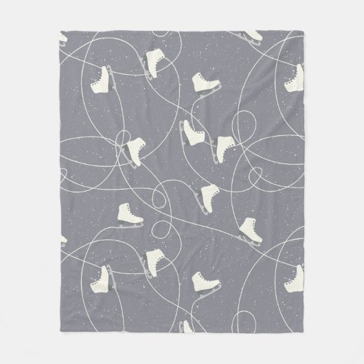 Ice Skating Shoes Marks Grey White Pattern Fleece Deken (Voorkant)