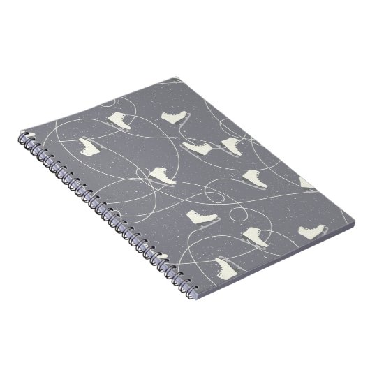 Ice Skating Shoes Marks Grey White Pattern Notitieboek (Rechterzijde)