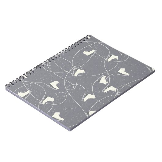 Ice Skating Shoes Marks Grey White Pattern Notitieboek (Linkerzijde)