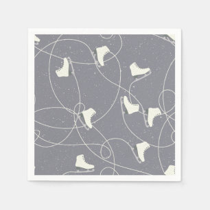 Ice Skating Shoes Marks Grey White Pattern Servet