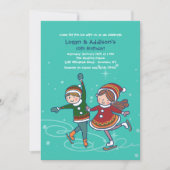 Ice Skating Siblings Invitation Kaart (Voorkant)