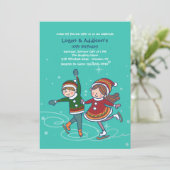 Ice Skating Siblings Invitation Kaart (Staand voorkant)