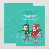 Ice Skating Siblings Invitation Kaart (Voorkant / Achterkant)