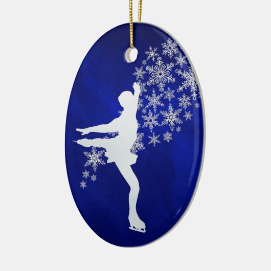 Ice Skating Silver Snowflake Keepslag Keramisch Ornament (Links)