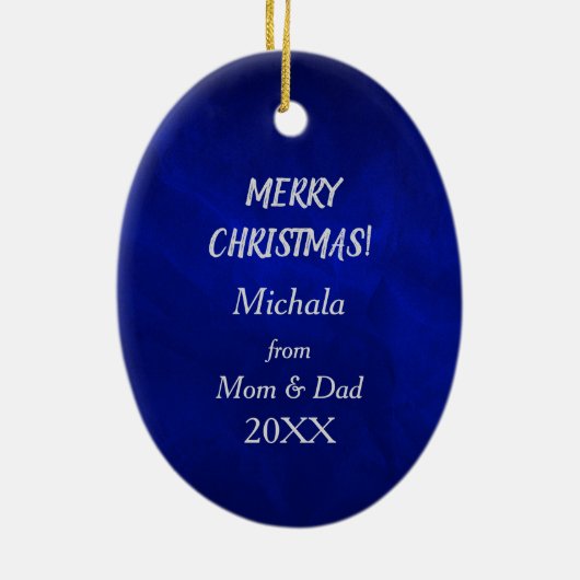 Ice Skating Silver Snowflake Keepslag Keramisch Ornament (Achterkant)