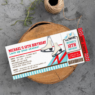 Ice skating Sky Rink Sport Ticket Pass Birthday Kaart