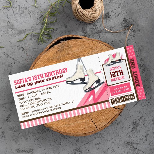 Ice skating Sky Rink Sport Ticket Pass Birthday Kaart