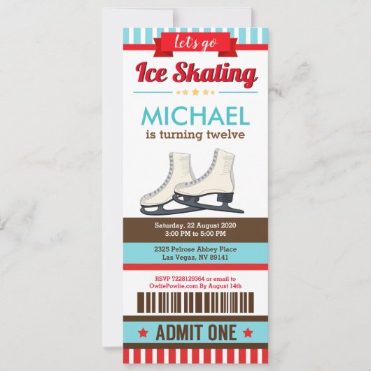 Ice skating Sky Rink Sport Ticket Pass Kaart (Voorkant)