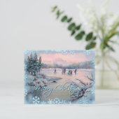 ICE SKATING & SNOWFLAKES by SHARON SHARPE Briefkaart (Staand voorkant)
