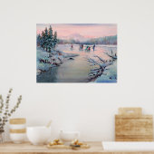 ICE SKATING & SNOWFLAKES by SHARON SHARPE Poster (Keuken)