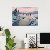 ICE SKATING & SNOWFLAKES by SHARON SHARPE Poster (Thuiskantoor)
