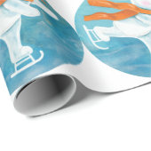 Ice Skating Snowman Cadeaupapier (Rol Hoek)