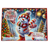 Ice Skating Snowman Christmas Groot Cadeauzakje (Voorkant)
