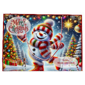 Ice Skating Snowman Christmas Groot Cadeauzakje (Achterkant)